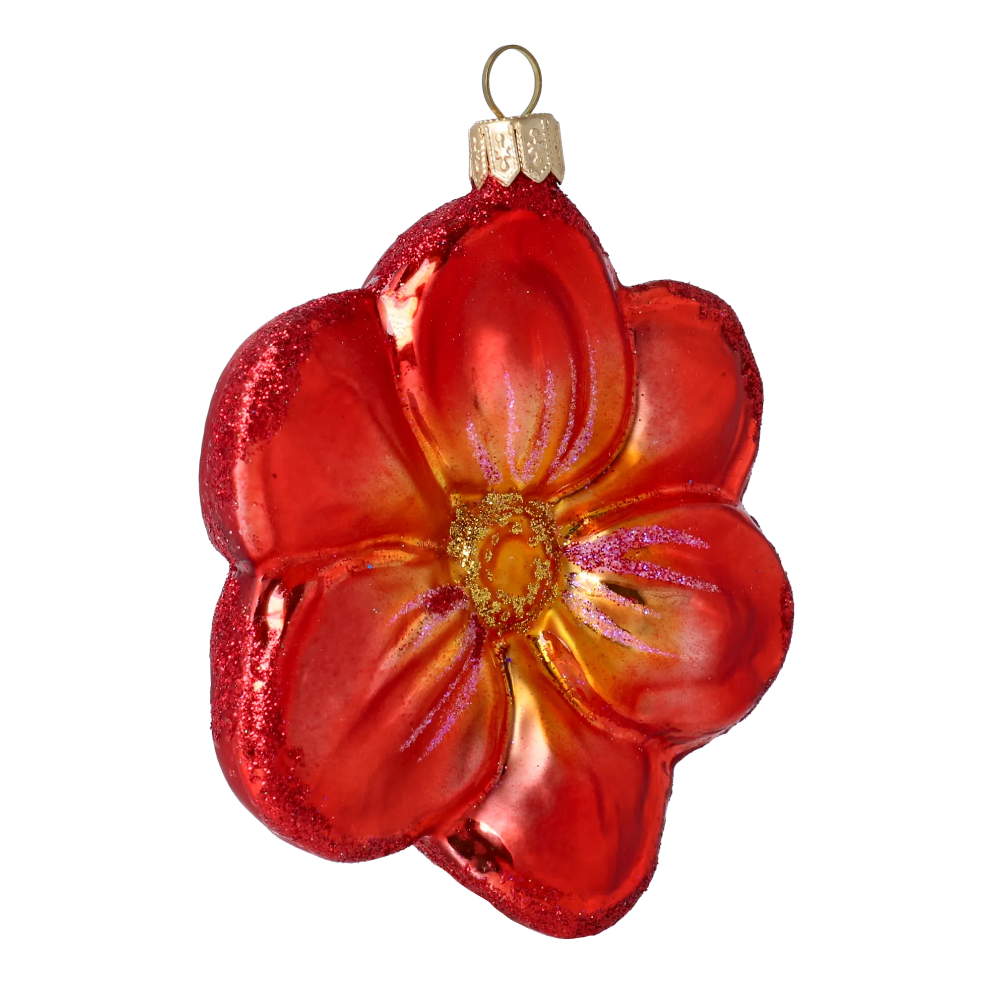 Fiery Flower of Summer. Handmade Glass Christmas ornament. 2020-496