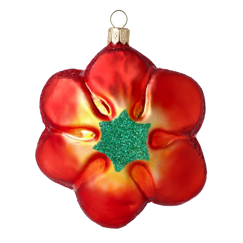 Scarlet Sovereign Bloom | Hand-Painted Glass Ornament | Blubom 2020-496