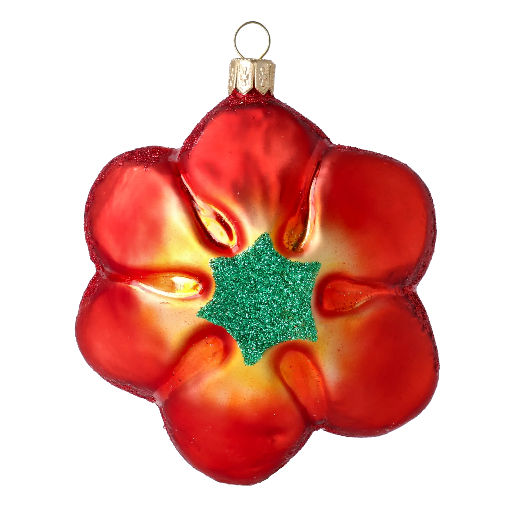 Fiery Flower of Summer. Handmade Glass Christmas ornament. 2020-496