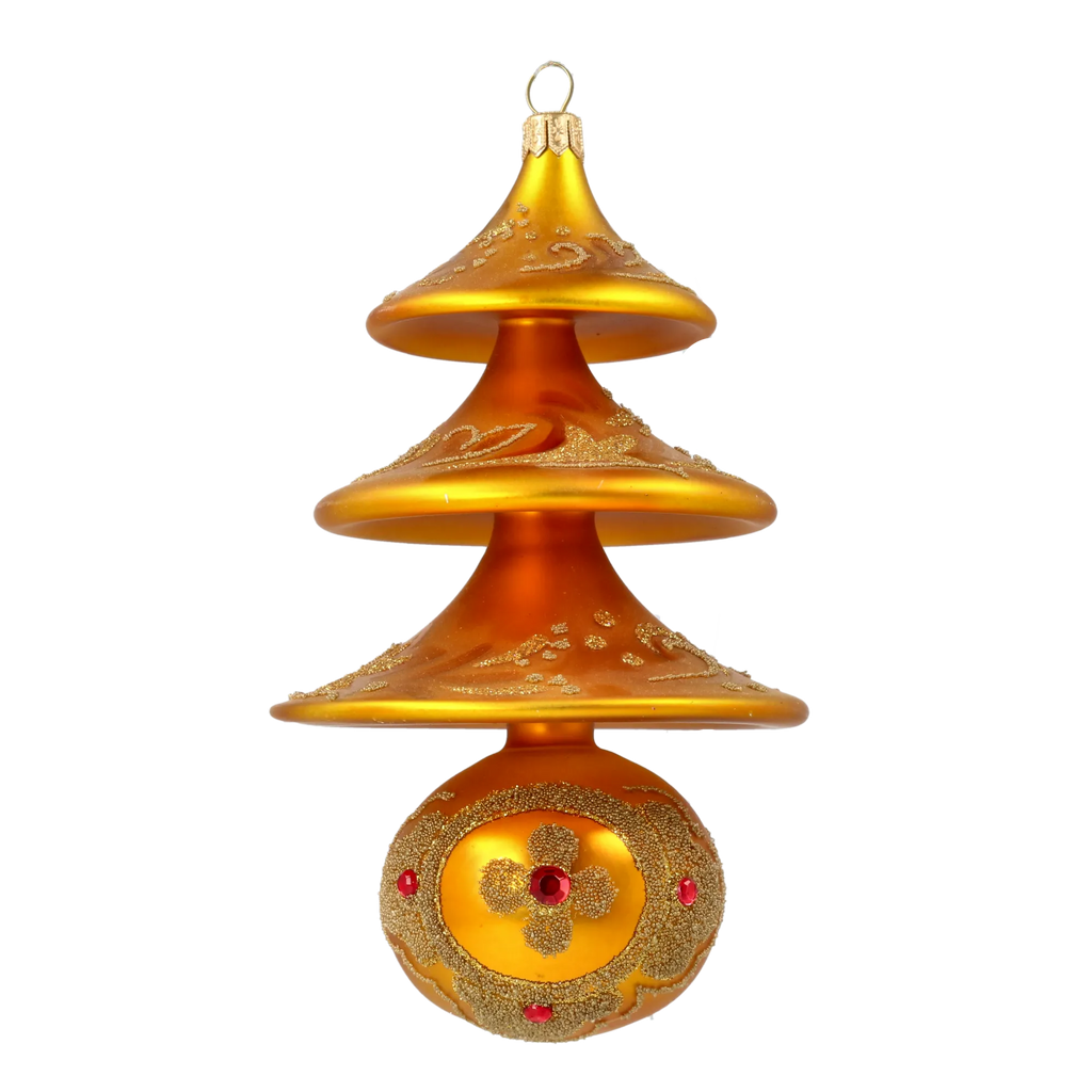 Saffron Meridian Solstice | Hand-Painted Glass Ornament | Blubom 2020-503