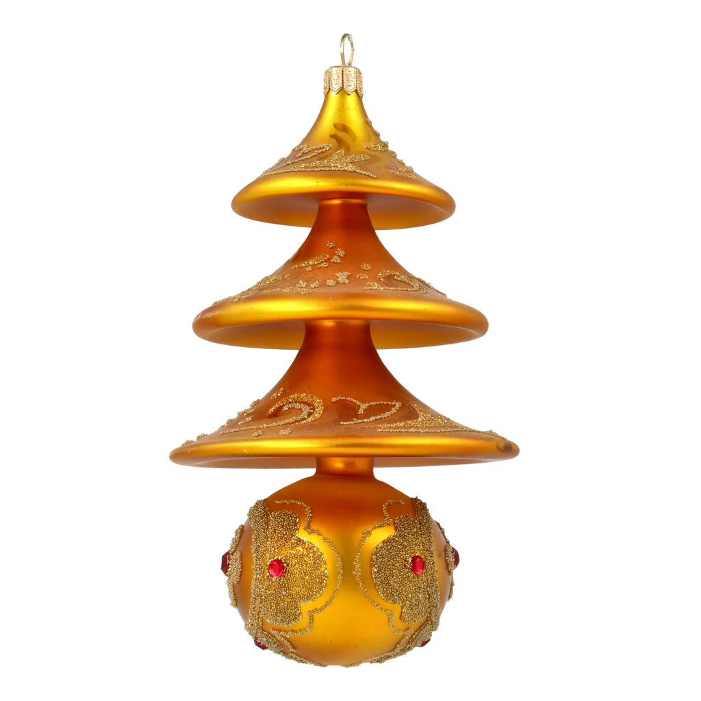 Saffron Meridian Solstice | Hand-Painted Glass Ornament | Blubom 2020-503