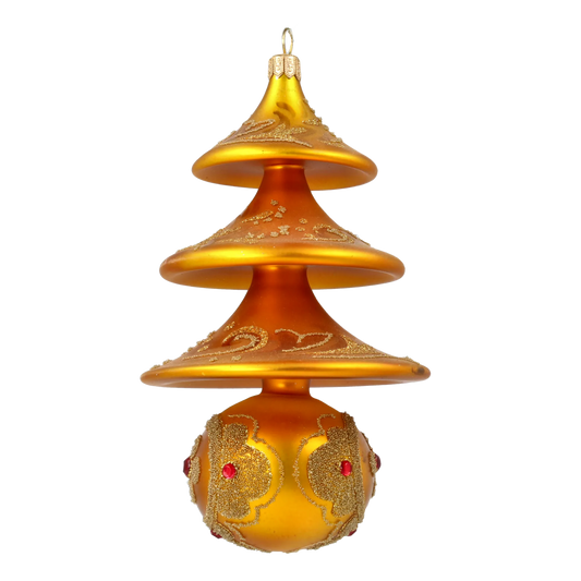 Golden Glimmer Tree  Handmade Glass Christmas ornament free blown 2020-503