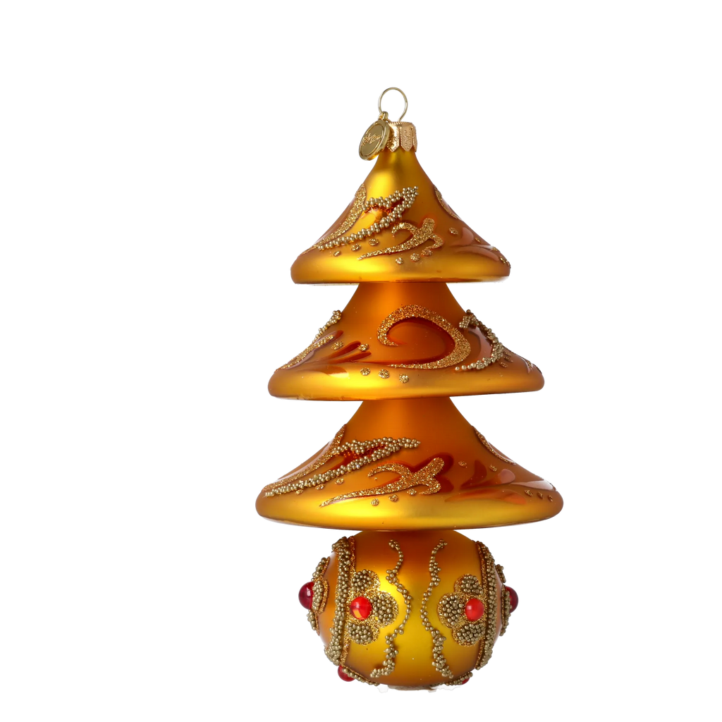 Saffron Meridian Solstice | Hand-Painted Glass Ornament | Blubom 2020-503