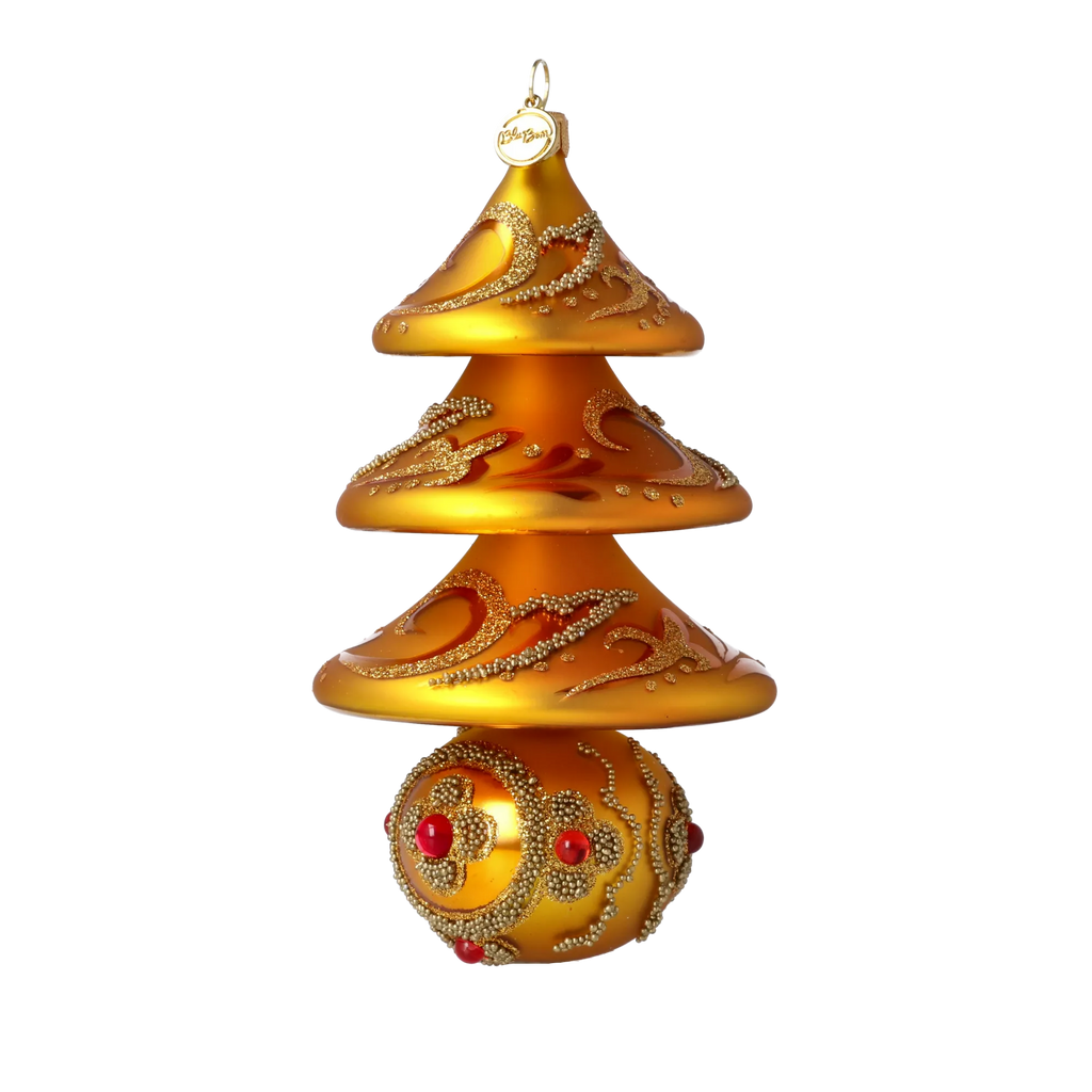 Saffron Meridian Solstice | Hand-Painted Glass Ornament | Blubom 2020-503