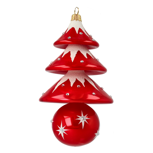 Snowcap Sparkle Tree Handmade Glass Christmas ornament 2020-504