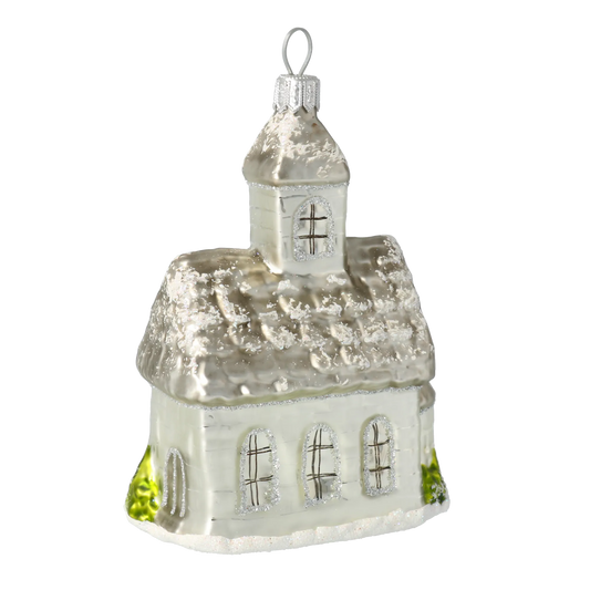Frosted Pearl Chapel Premium christmas glass ornament 2020-515