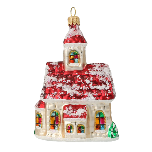 Crimson Stained Glass Chapel Premium christmas glass ornament 2020-516