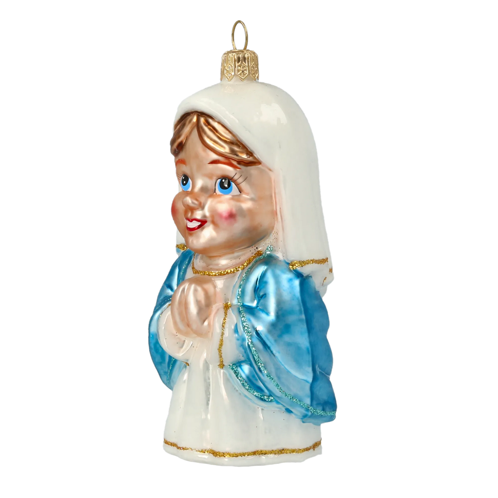 Serene Azure Devotion | Hand-Painted Glass Ornament | Blubom 2020-518