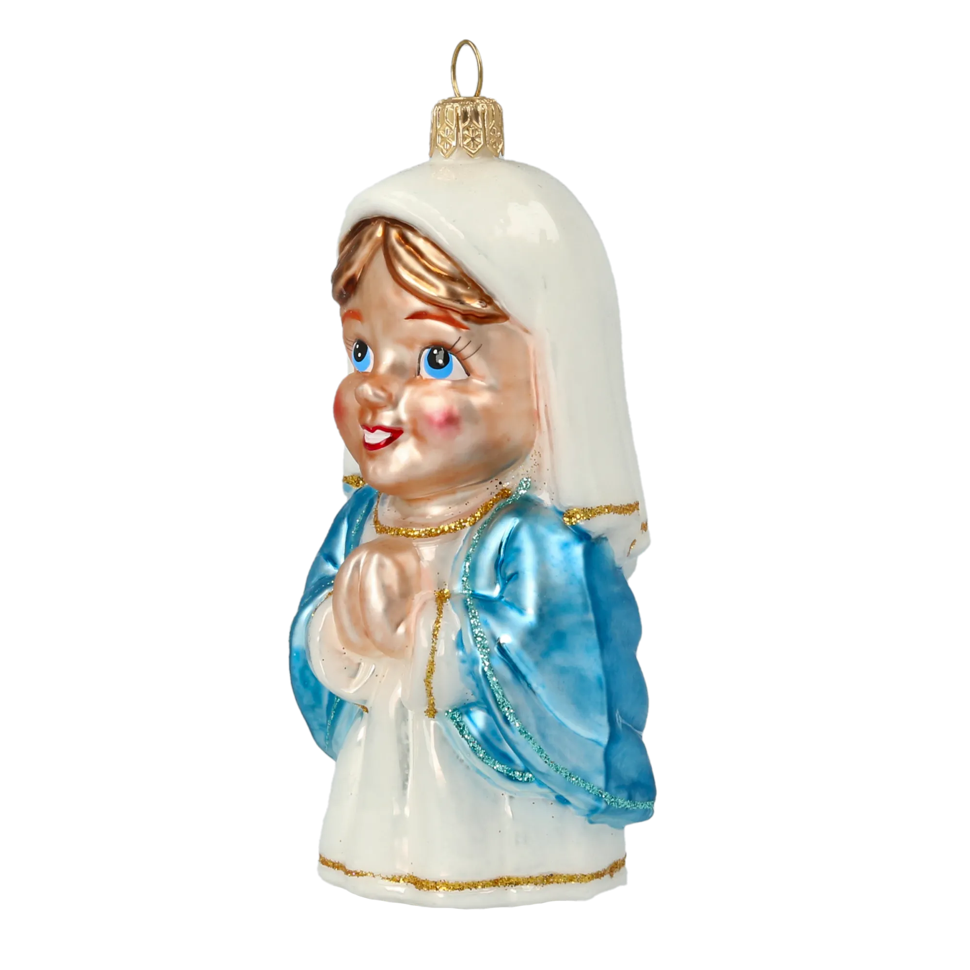 Serene Azure Devotion | Hand-Painted Glass Ornament | Blubom 2020-518