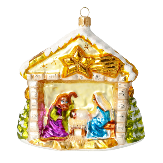Golden Starlight Nativity Premium christmas glass ornament 2020-526
