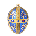 Load image into Gallery viewer, Royal Sapphire Egg Handmade Glass Christmas ornament.
