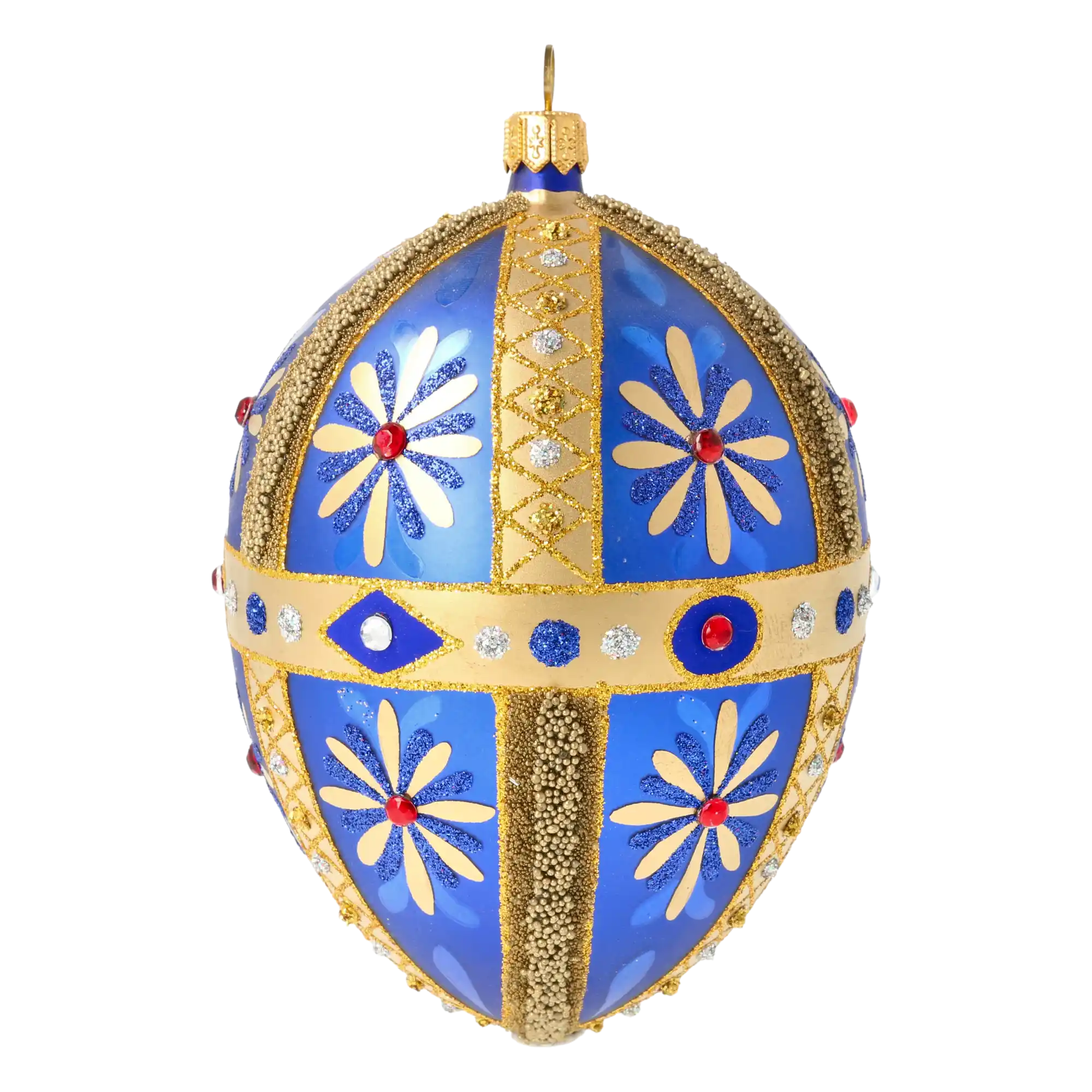 Royal Sapphire Egg Handmade Glass Christmas ornament.