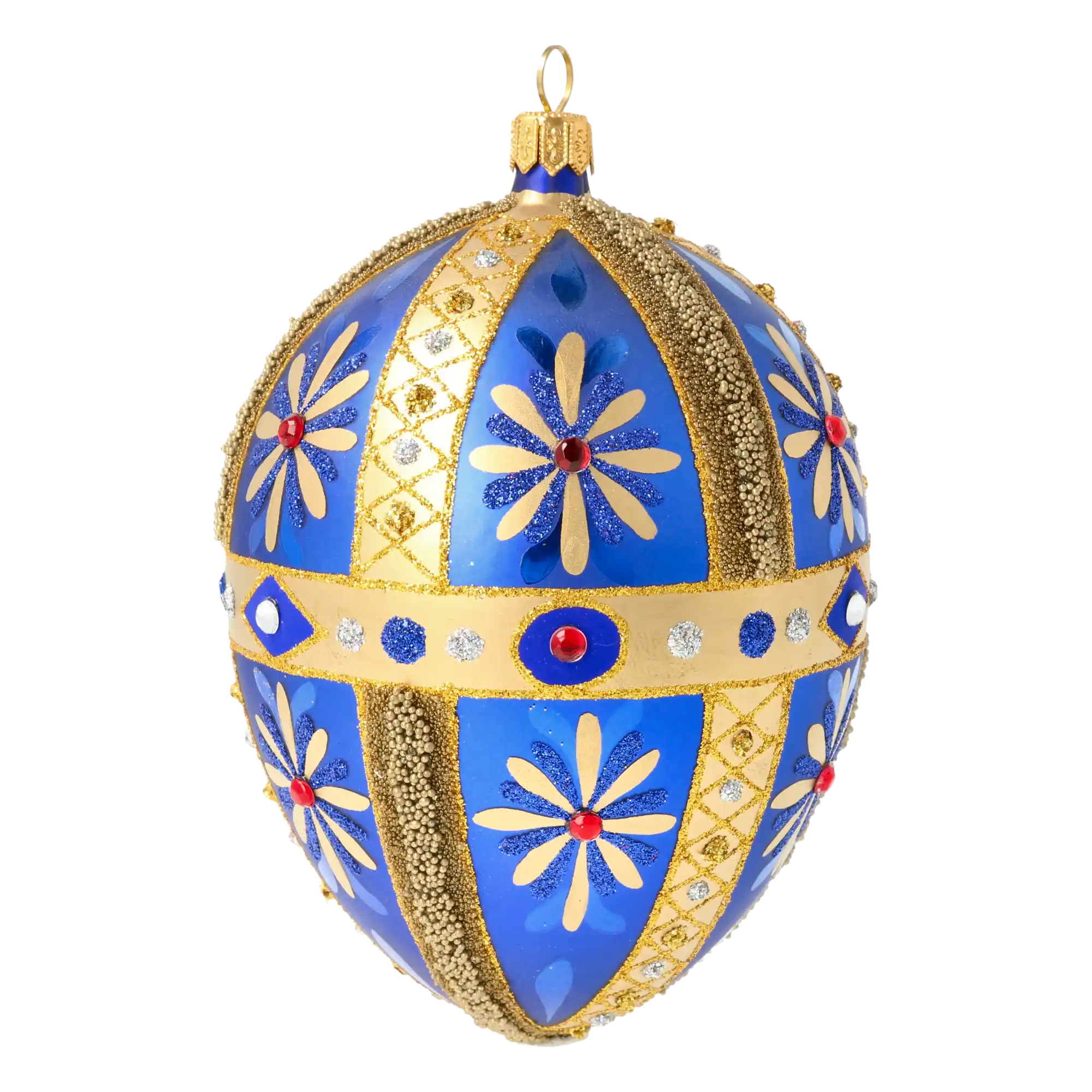 Royal Sapphire Egg Handmade Glass Christmas ornament.