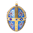 Load image into Gallery viewer, Royal Sapphire Egg Handmade Glass Christmas ornament.

