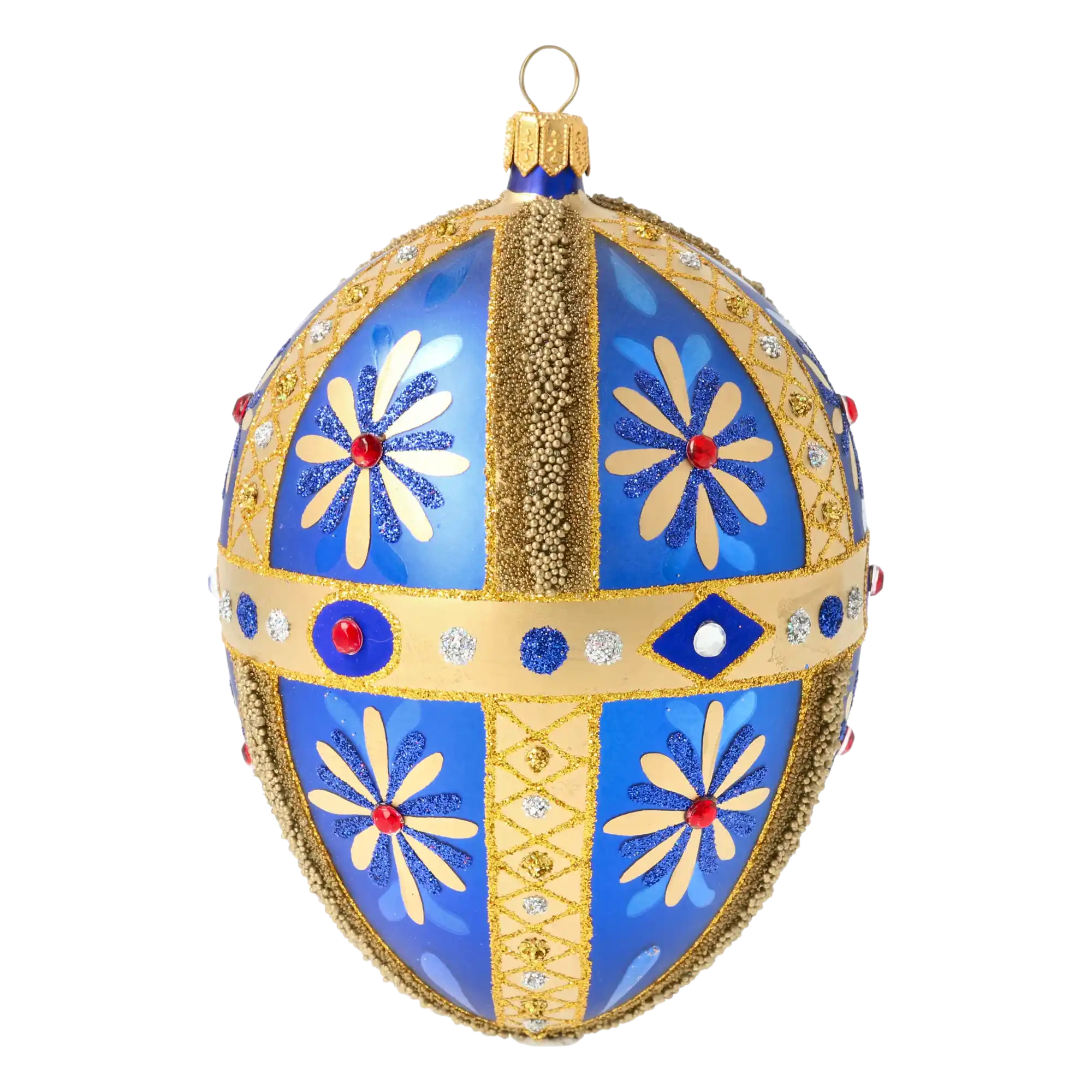 Royal Sapphire Egg Handmade Glass Christmas ornament.