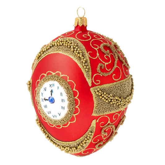 Imperial Scarlet Timepiece Egg Premium christmas glass ornament 2020-532