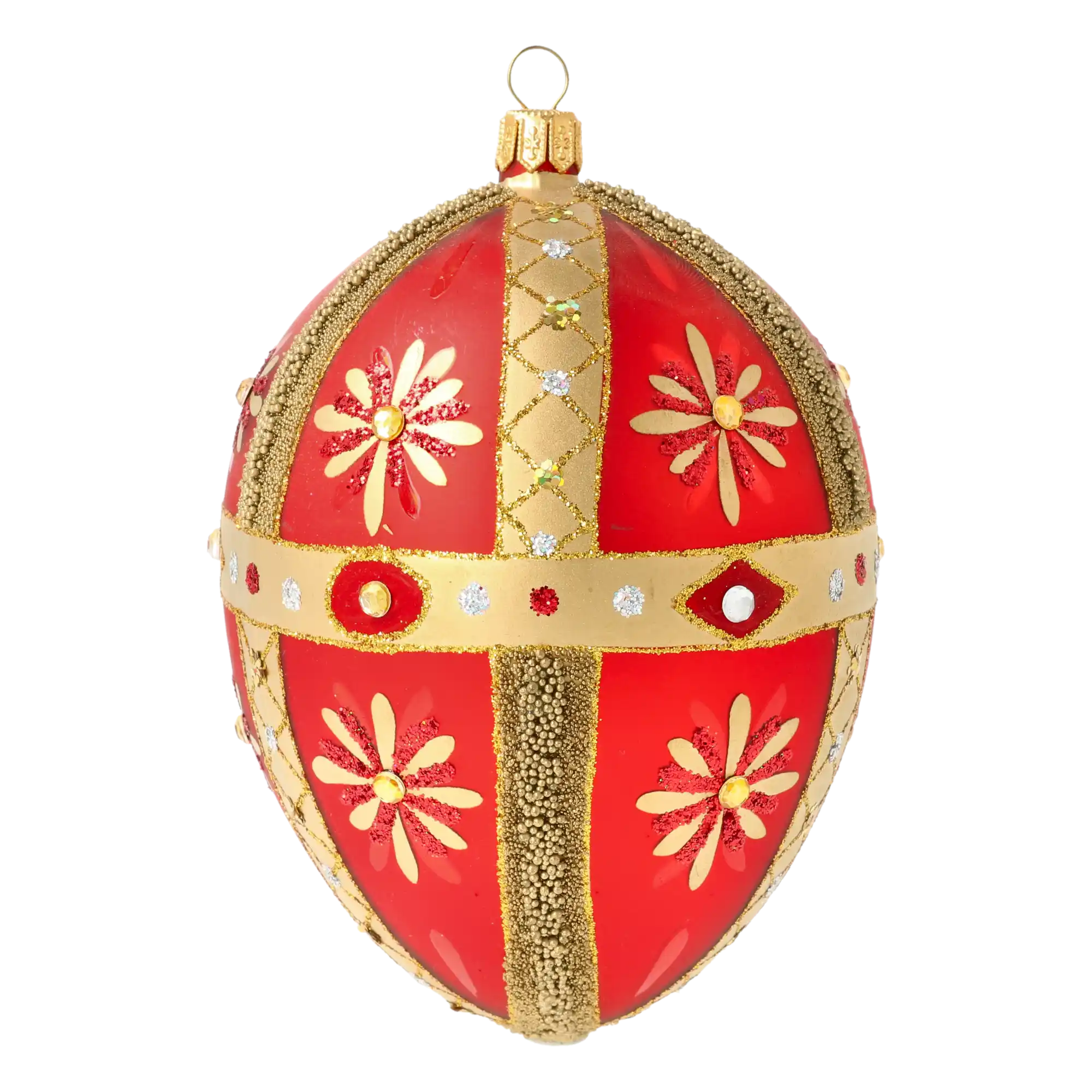 Imperial Ruby Egg Handmade Glass Christmas ornament.