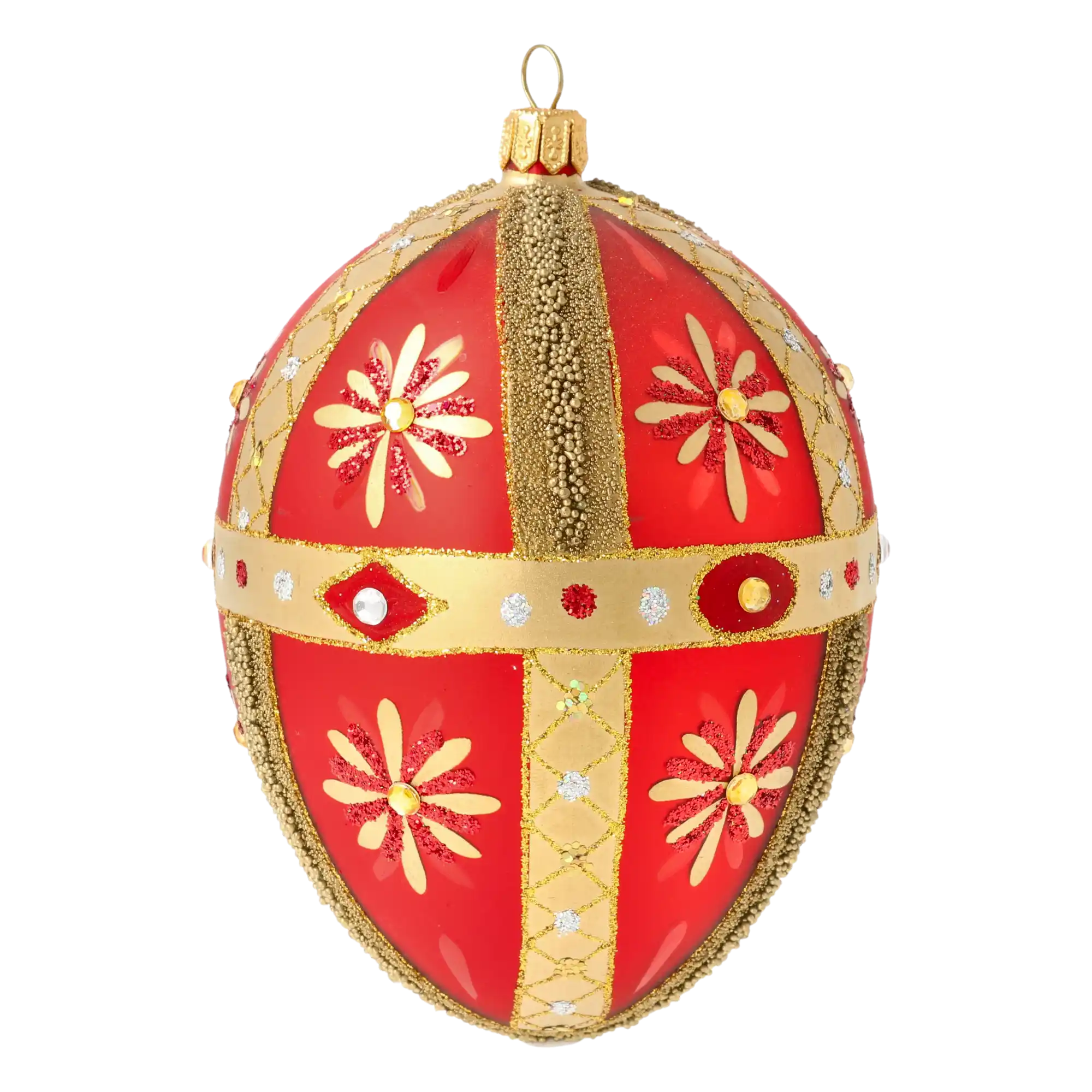 Imperial Ruby Egg Handmade Glass Christmas ornament.