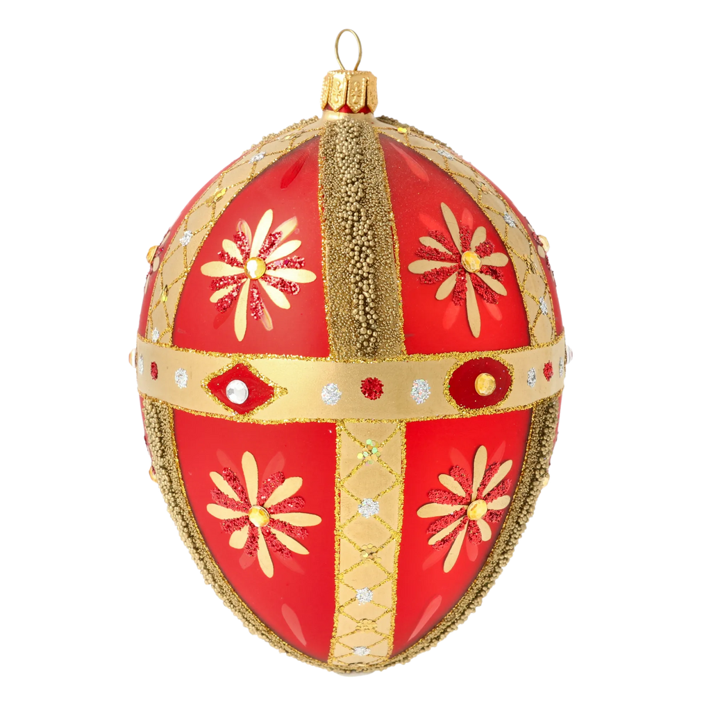 Crimson Sovereign Echo | Hand-Painted Glass Ornament | Blubom 2020-533