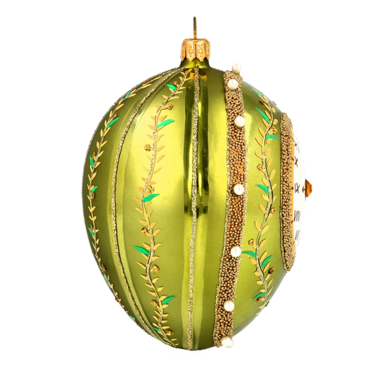 Imperial Sage Clock Egg Premium christmas glass ornament 2020-534
