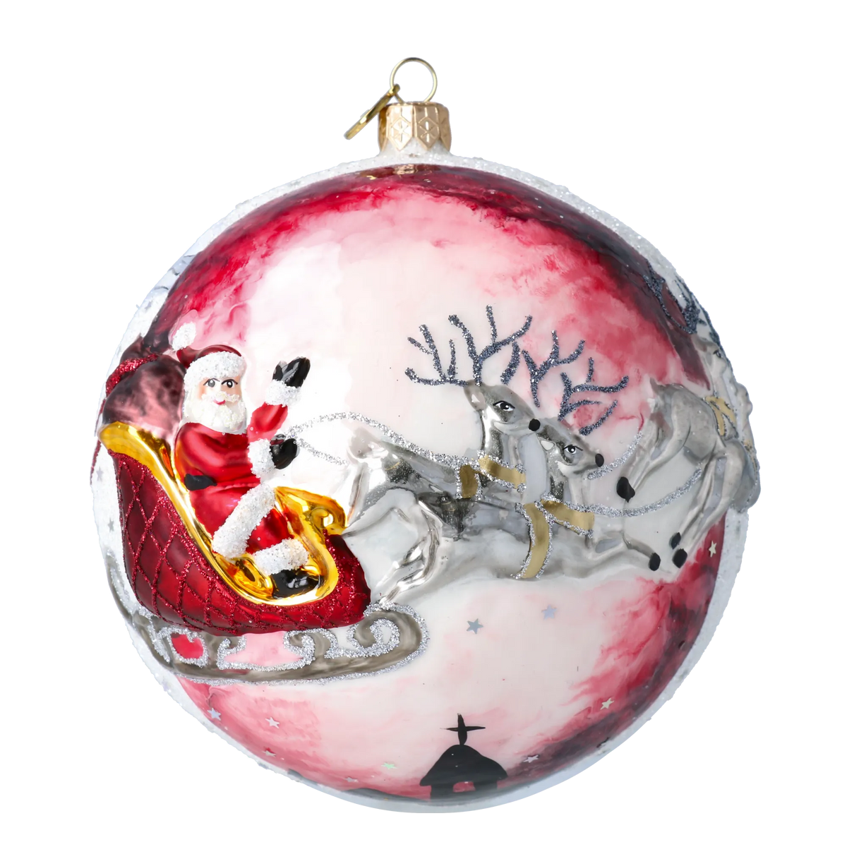 Crimson Midnight Ascent | Hand-Painted Glass Ornament | Blubom 2020-542