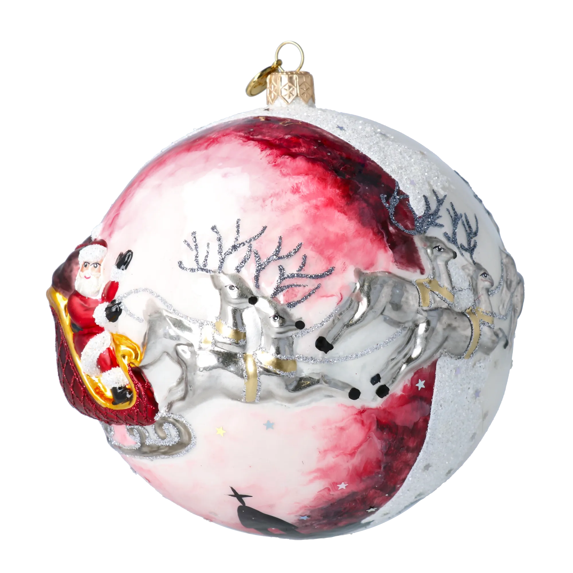 St. Nicholas’ Crimson Sleigh Premium christmas glass ornament 2020-542
