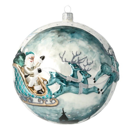 Midnight Teal Sleigh Flight Premium christmas glass ornament 2020-545
