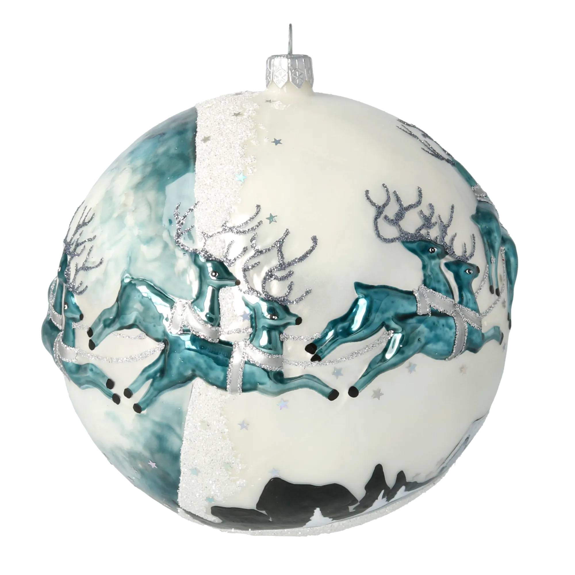 Midnight Teal Sleigh Flight Premium christmas glass ornament 2020-545