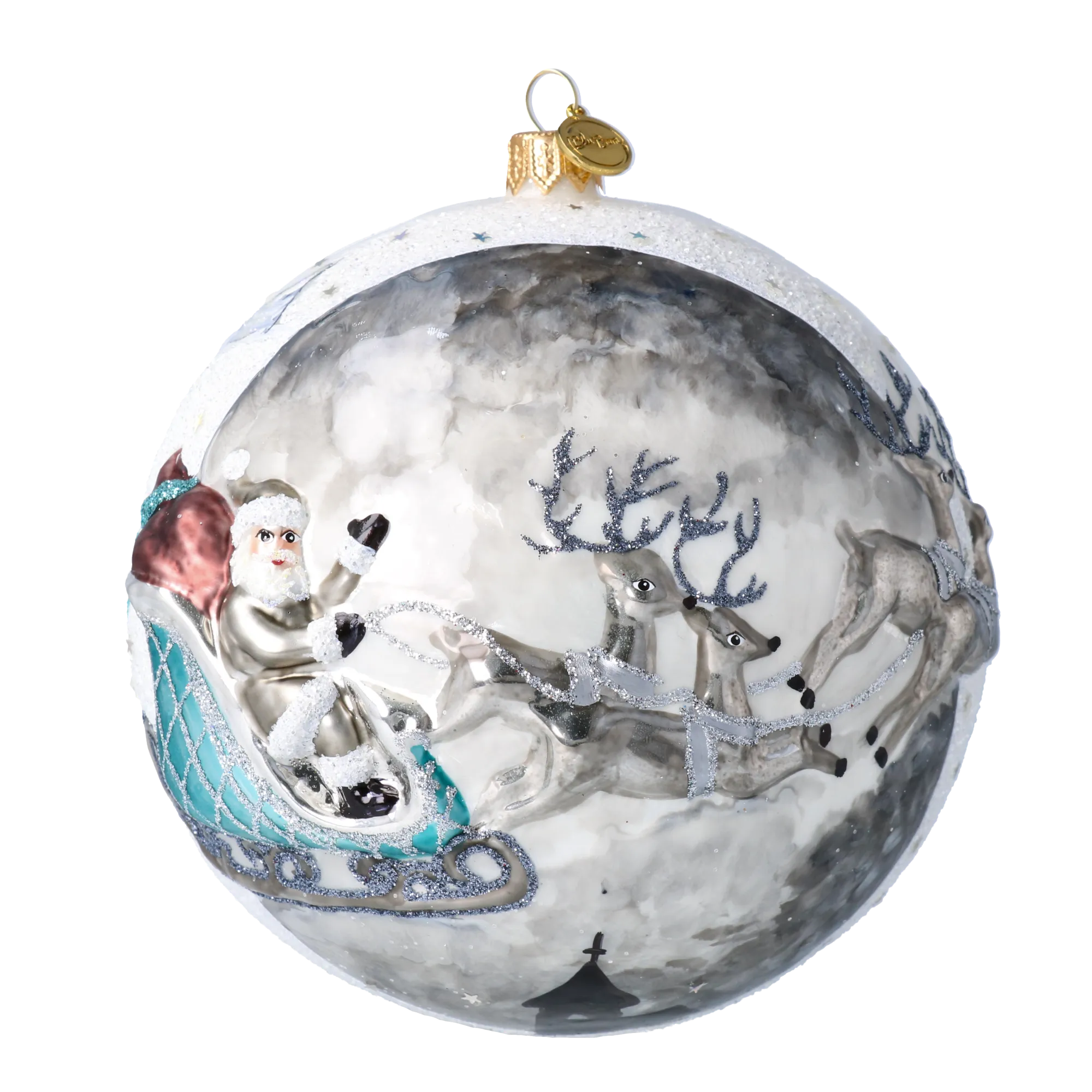 Silver Lunar Passage | Hand-Painted Glass Ornament | Blubom 2020-546