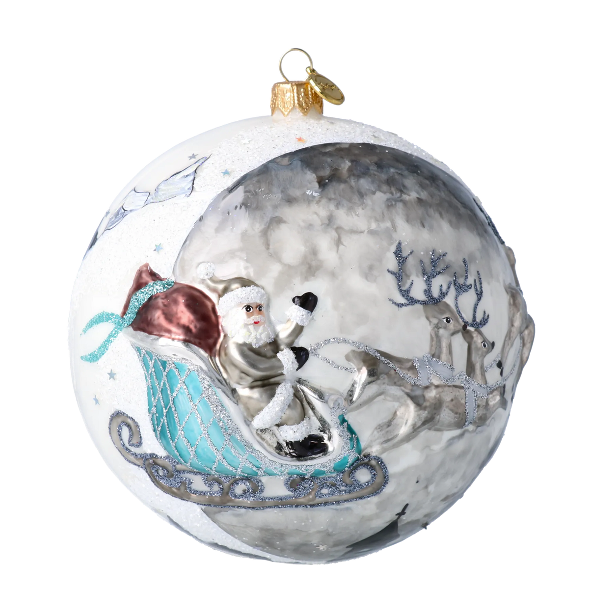 Silver Lunar Passage | Hand-Painted Glass Ornament | Blubom 2020-546