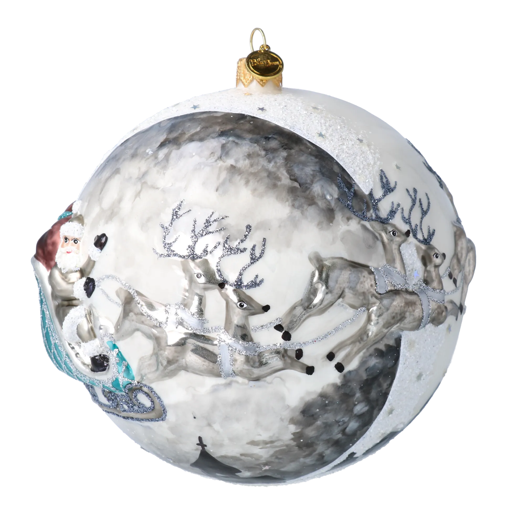 Silver Lunar Passage | Hand-Painted Glass Ornament | Blubom 2020-546