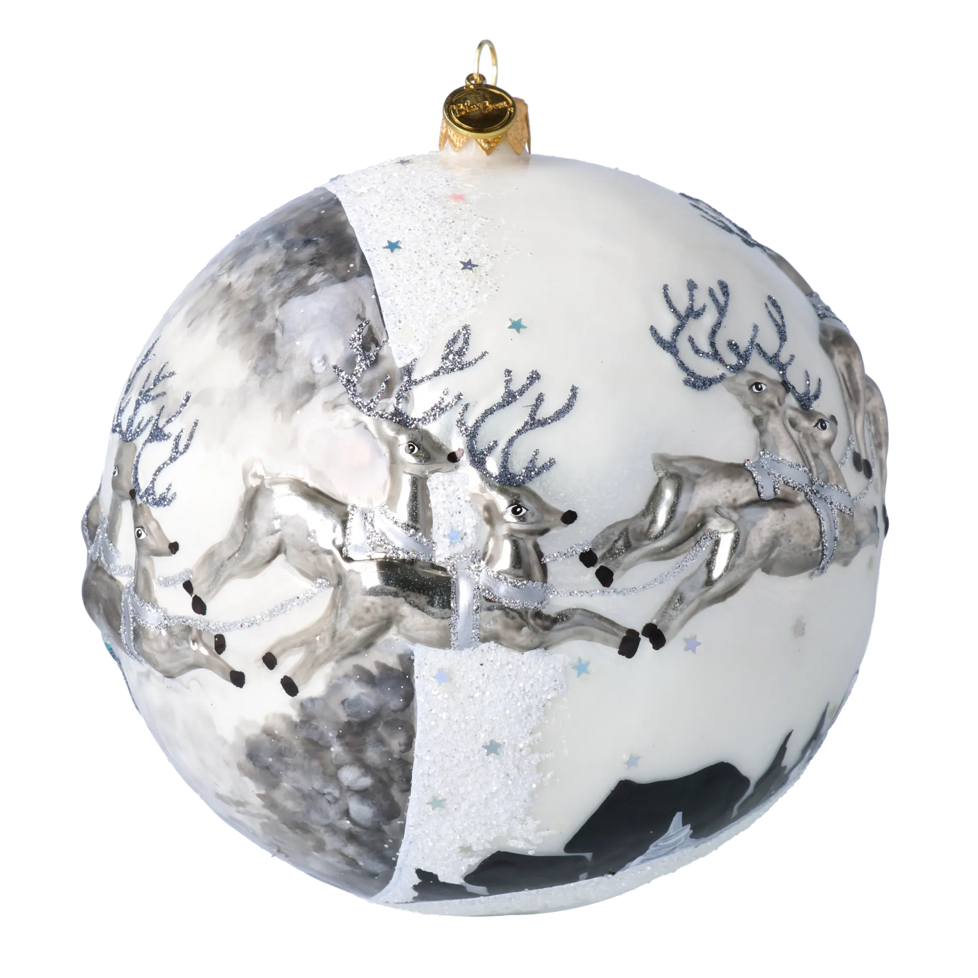 Silver Midnight Sleigh Premium christmas glass ornament 2020-546