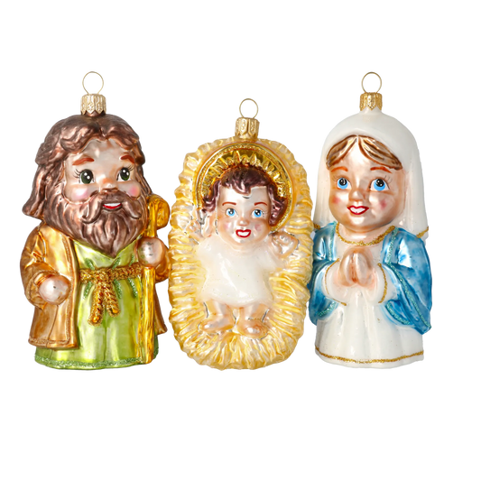 Holy Family - The Joy of the Nativity. Handmade Glass Christmas ornament. 2020-586