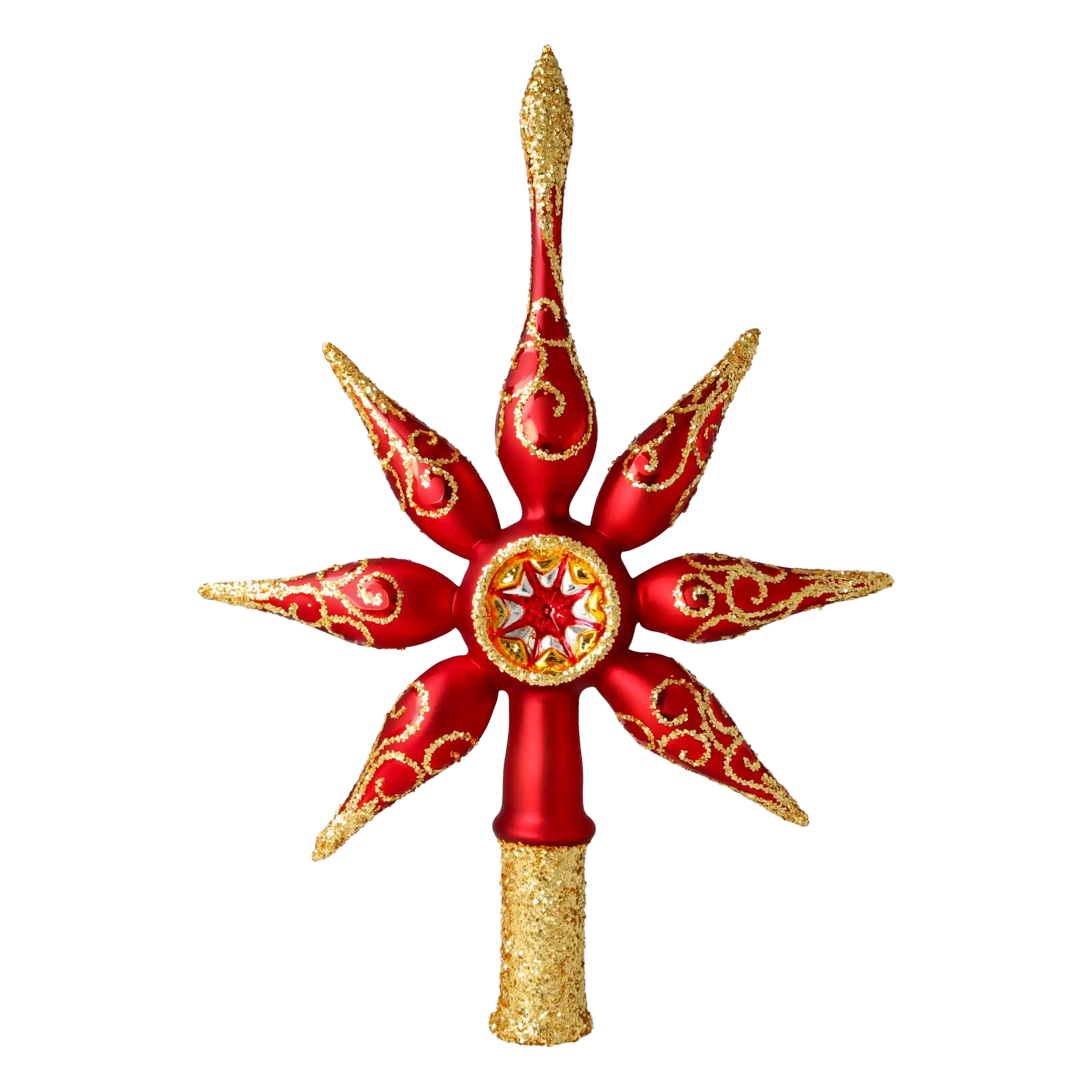 Ruby Star Spike. Handmade Glass Christmas ornament.