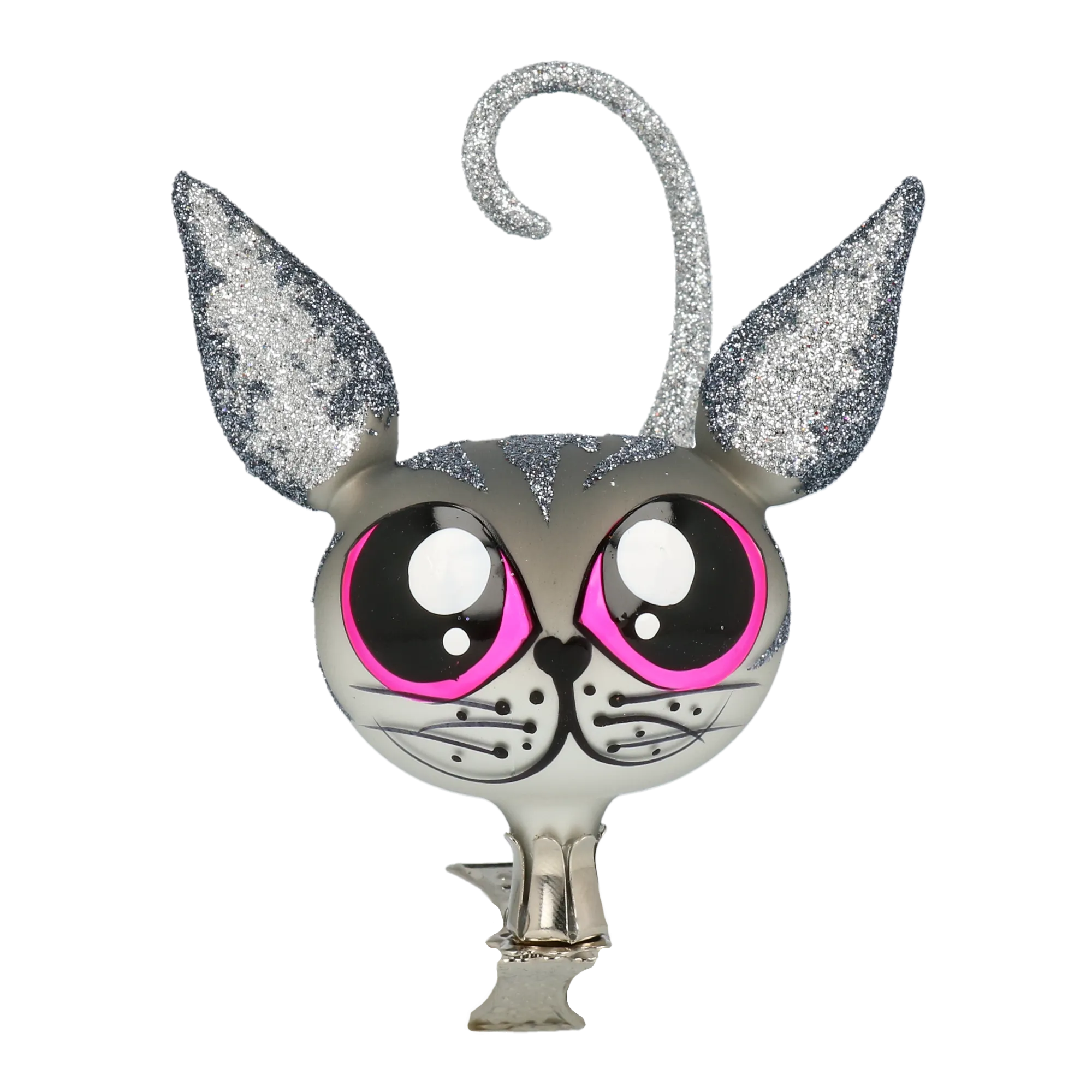 Silver Shimmer Kitten Premium christmas glass ornament 2021-011