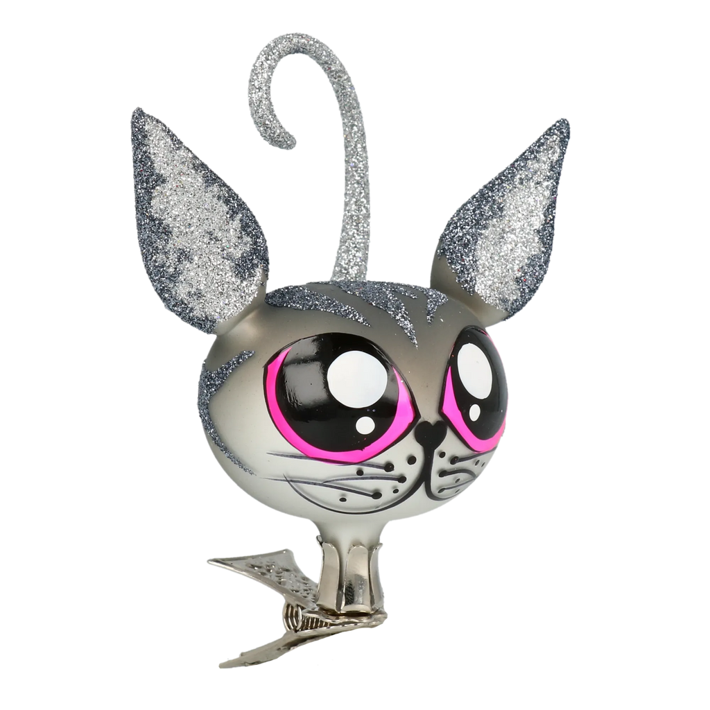 Curious Sterling Prowler | Hand-Painted Glass Ornament | Blubom 2021-011
