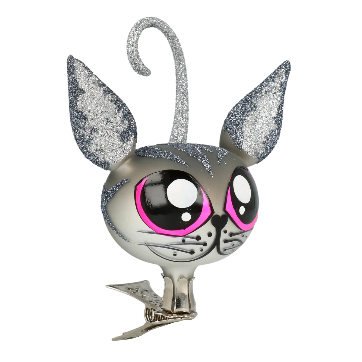 Curious Sterling Prowler | Hand-Painted Glass Ornament | Blubom 2021-011