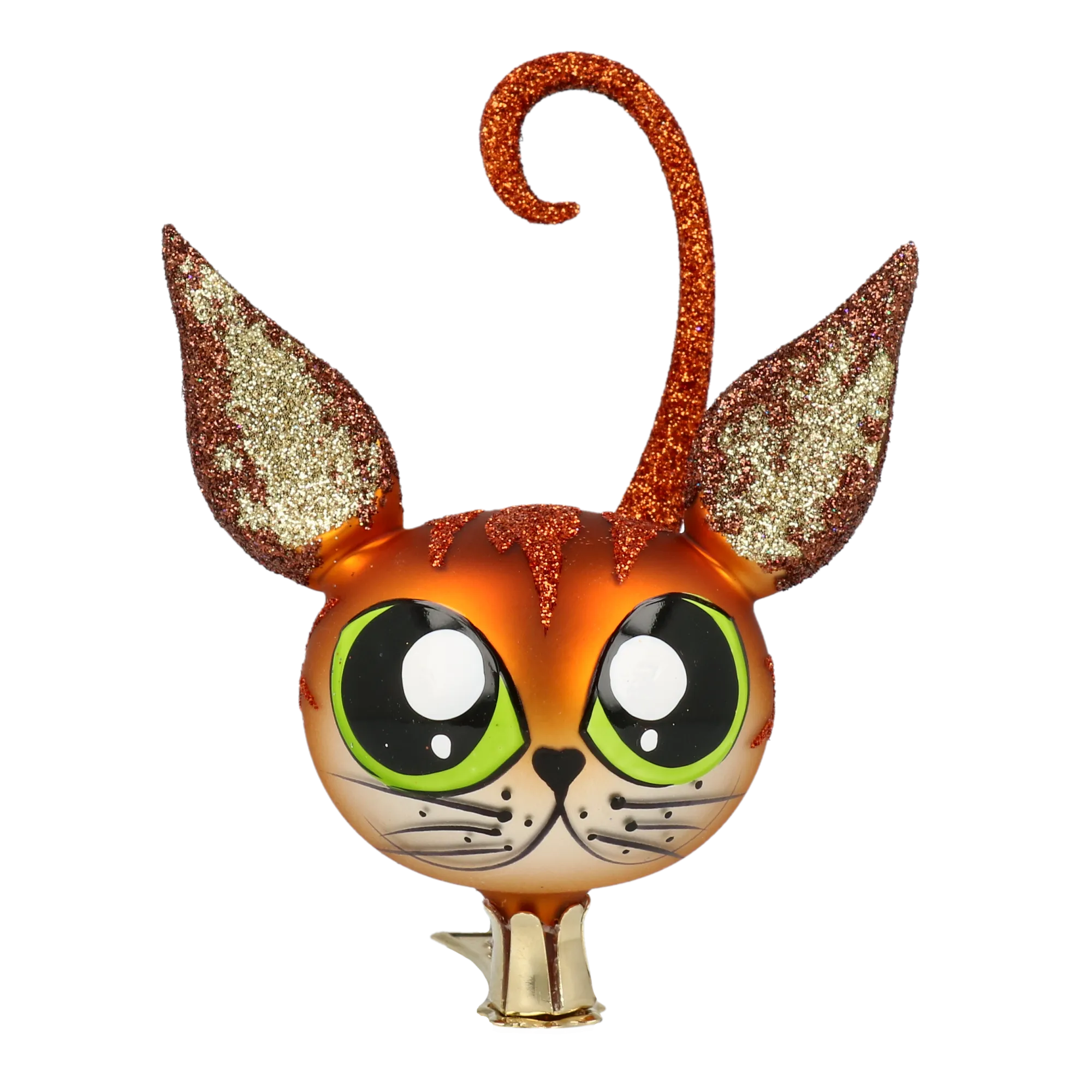 Bat-Eared Cat in Amber & Green