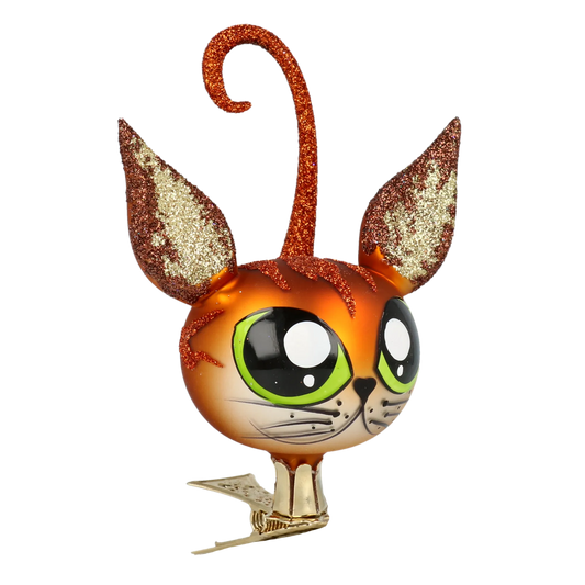 Emerald-Eyed Amber Cat Premium christmas glass ornament 2021-012