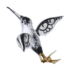Hummingbird of Midnight Frost | Hand-Painted Glass Ornament | Blubom 2021-027