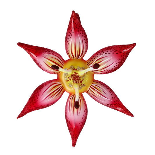 Crimson Stargazer Lily Premium christmas glass ornament 2021-031