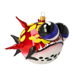Spiky Pufferfish in Scarlet & Lemon | Hand-Painted Glass Ornament | Blubom 2021-034