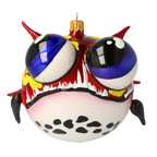 Spiky Pufferfish in Scarlet & Lemon | Hand-Painted Glass Ornament | Blubom 2021-034