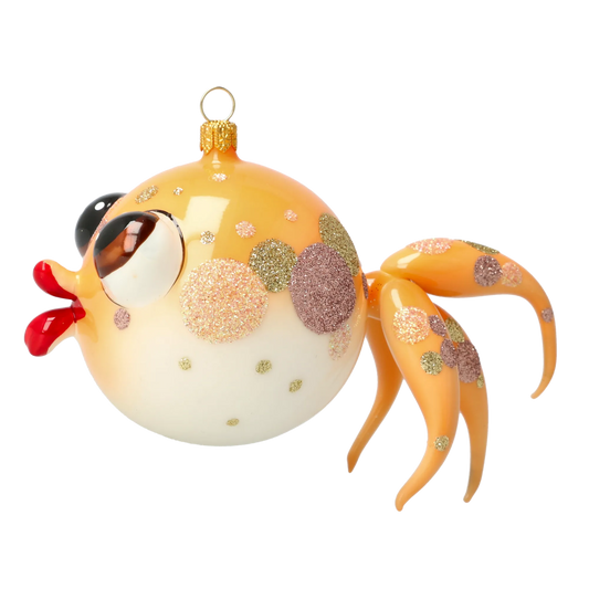 Gold fish Sparkling Bubblefish Handmade Glass Christmas ornament. 2021-036