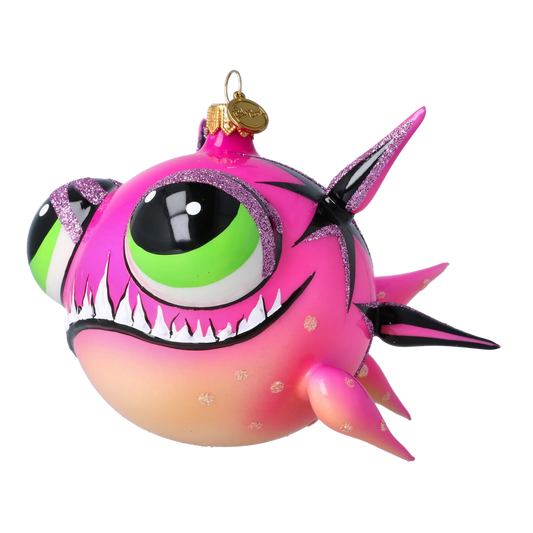 Fish -Pink Predator - Fancy Glass Decoration. 2021-038