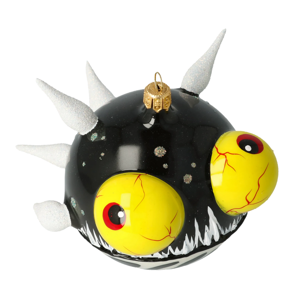 Fevered Midnight Sentinel | Hand-Painted Glass Ornament | Blubom 2021-040