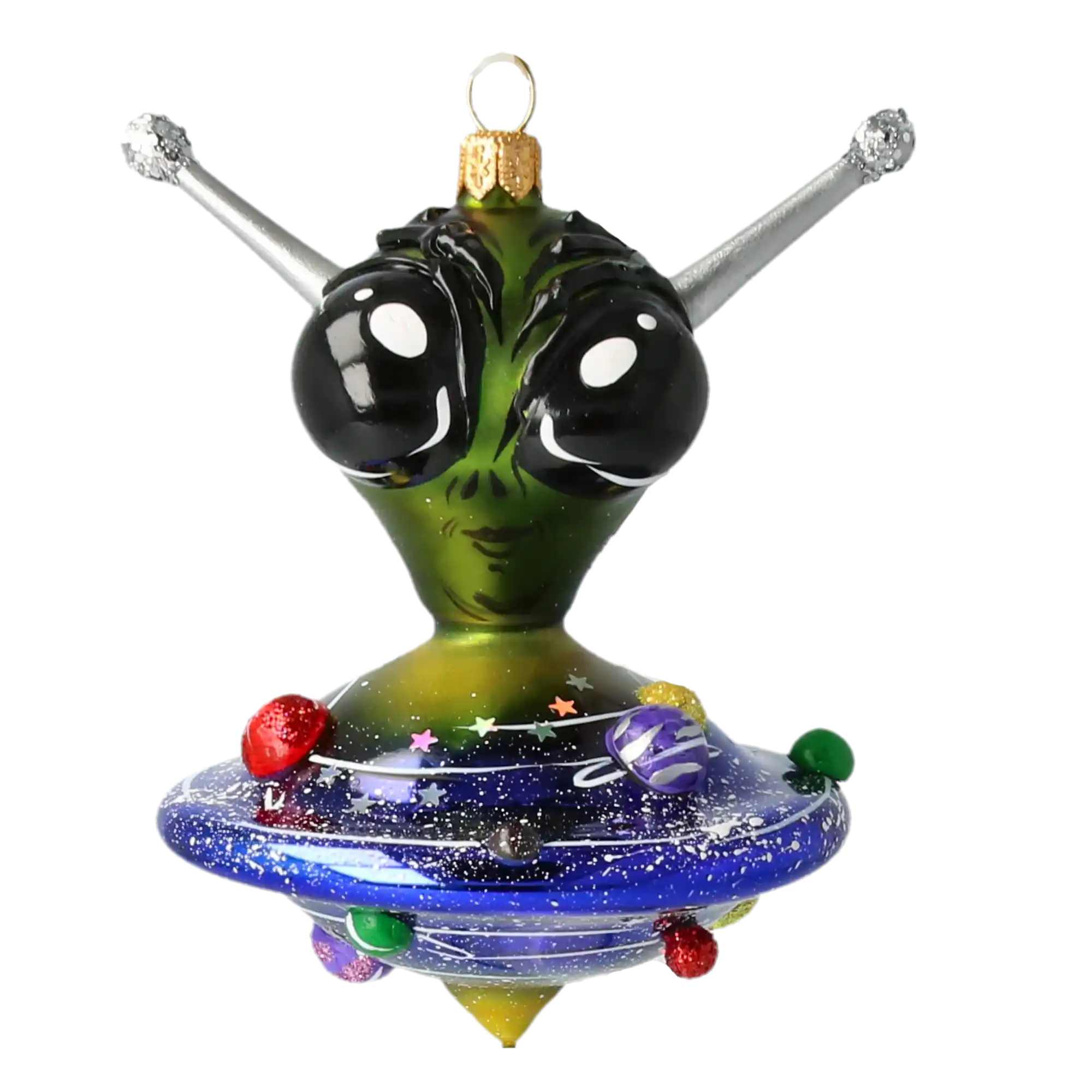 Galactic Visitor Glass Alien Handmade free blown decoration glass Christmas tree ornament