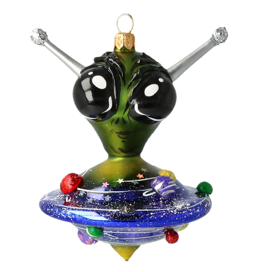 Galactic Visitor Glass Alien Handmade free blown decoration glass Christmas tree ornament 2021-049