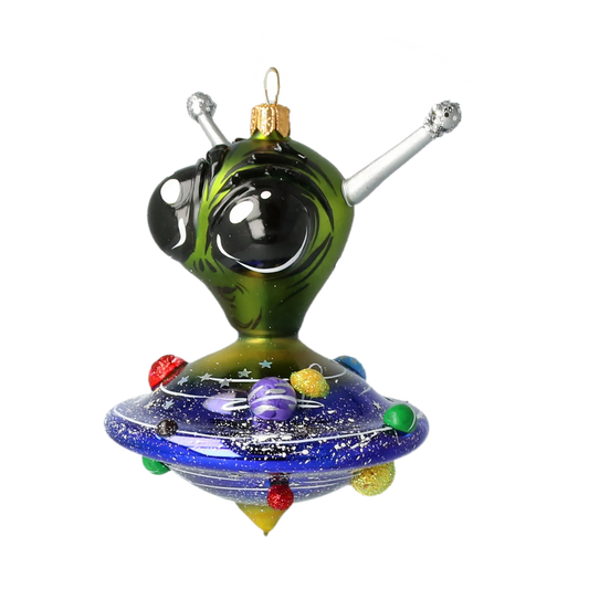 Galactic Visitor Glass Alien Handmade free blown decoration glass Christmas tree ornament 2021-049