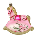 Load image into Gallery viewer, Pink Floral Rocking Horse Tree Handmade Glass Christmas ornament
